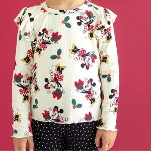 Posh Peanut Cream and Red Minnie Mouse Ruffle Top